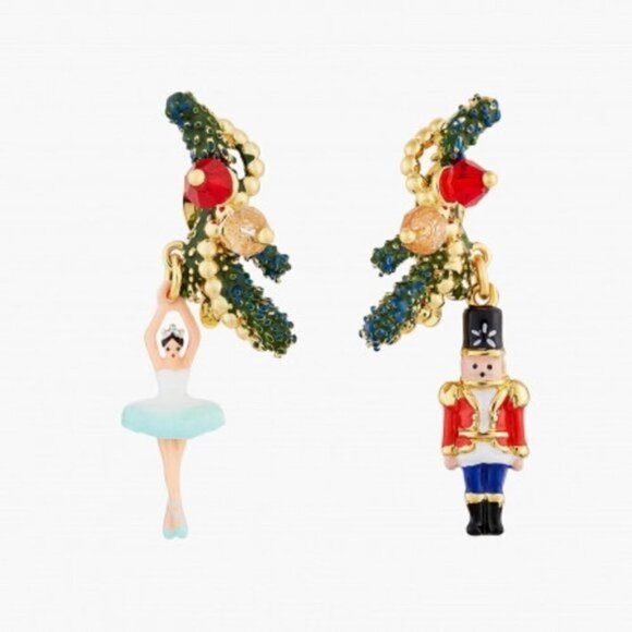 Les Nereides Ballerina the Nutcracker Christmas novelty earrings - Picture 1 of 3